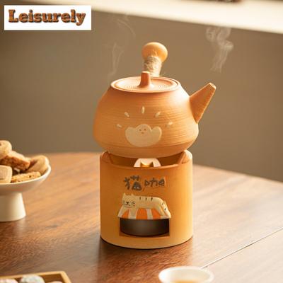 Warmer Teekocher im japanischen Stil, süßes Katzen-Café, Alkohol-Kohlekocher, kann trocken brennen, großer Wasserkocher mit kochendem Wasser, Teeservice für den Außenbereich