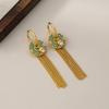 Elegante chinesische Quasten- & Perlenohrringe mit Glasur-Blumendesign für Damen