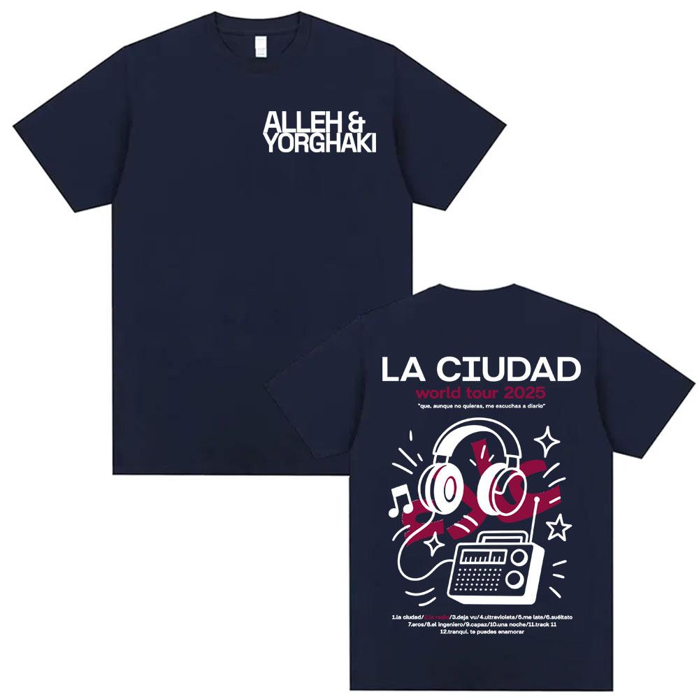 Alleh Yorghaki La Ciudad Worid Tour 2025 Merch Tshirt Unisex Women Vintage Classic T Shirt Oversized Loose Short Sleeve Tshirts