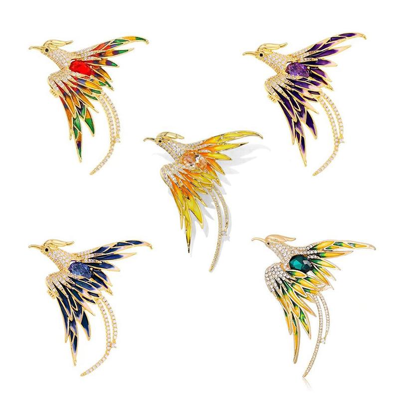 Elegantní vícebarevná brož Phoenix pro ženy Muži Nádherná štrasová krása Brož létající pták Módní šperky Doplňky Dárky