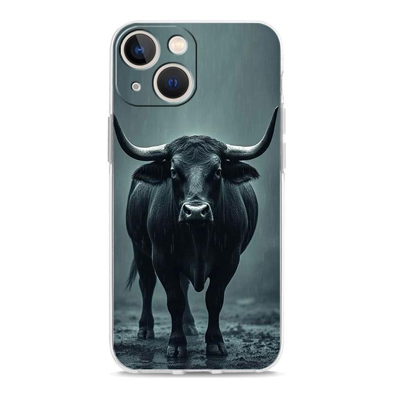 Phone Case For iPhone 17 Cases iPhone Air 16 15 12 13 14 Pro Max 7 8 Plus 16Pro iPhone11 Clear Soft Cover Bull Animal