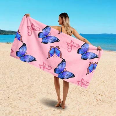 Romantic Butterfly Print Beach Towel Quick Sand-Free Elegant Butterfly Pattern Towel for Summer Beach Swimming Camping