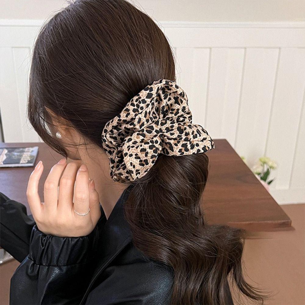Vintage Leopard Print Scrunchies Fabric Hair Band Fashion Ponytail Holder Hair Accessories