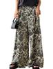 Antiqua Toile De Jouy Print Size Relaxed Comfortable Fit Wide-leg Pants, Women's, PO-00194, 28, Ivory, Fit,