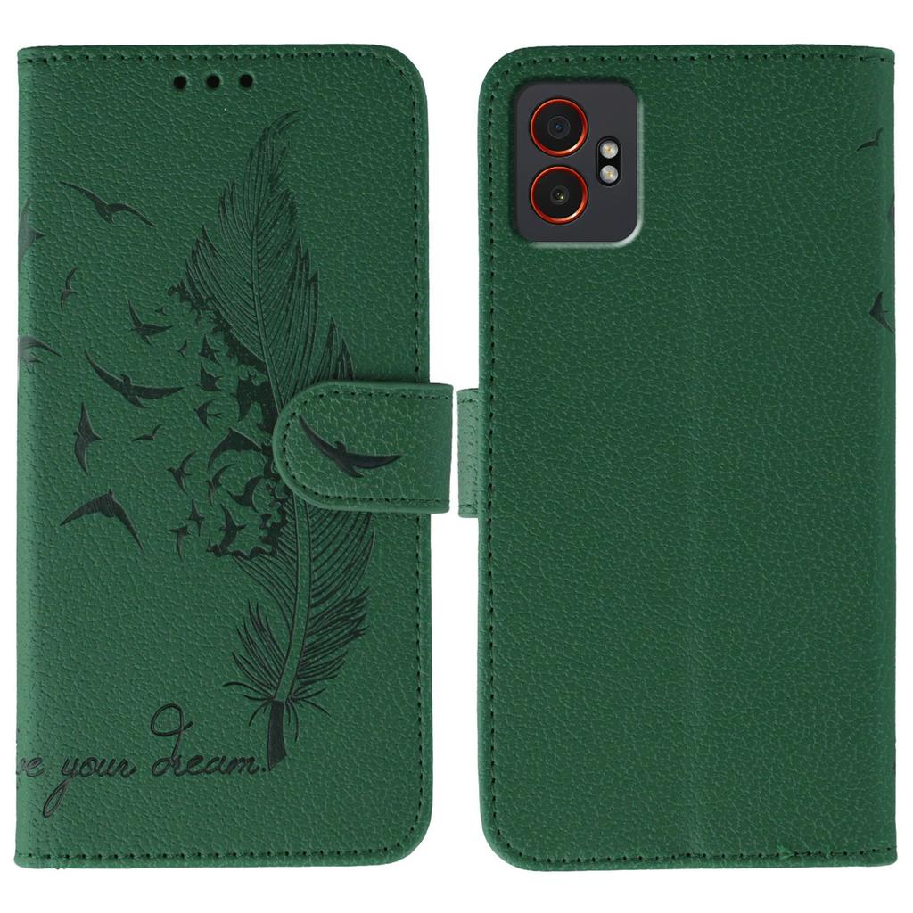 For Samsung Galaxy XCover7 Pro Case Feather Imprint PU Leather Wallet Phone Cover