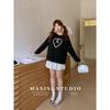 Maxi Chubby plus Size Print round Neck Long Sleeves Sweatshirt Women's Autumn Plus Size Ladies Loose Slim Looking Casual Hooded Top