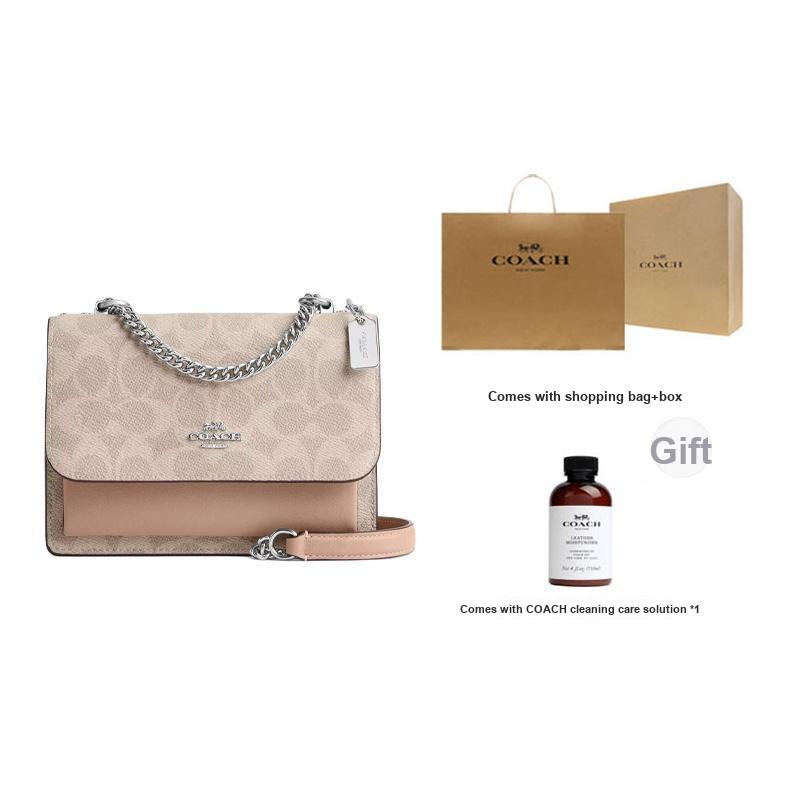 Coach Klare 18 Logo Buckle Closure Crossbody Bag Women crossbody bag Gray Brown CW206-SVPWH