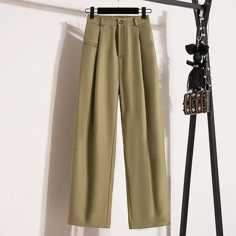 Women's Solid Color Suit Women's Drapey High Waist Slim Casual Straight Leg Wide Leg Pants