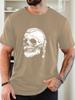 Unisex Black Crew Neck Tee Viking Beard Braid Skull Sketch Retro Gothic Graphic Soft Cotton Casual Male Short Sleeve Tops