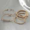 5 Pieces Minimalist Stackable Bracelet Set Knot Open Cuff Inlaid Rhinestone Beaded Chain Multi Layer Thin Bangles for Women Daily Matching Jewelry