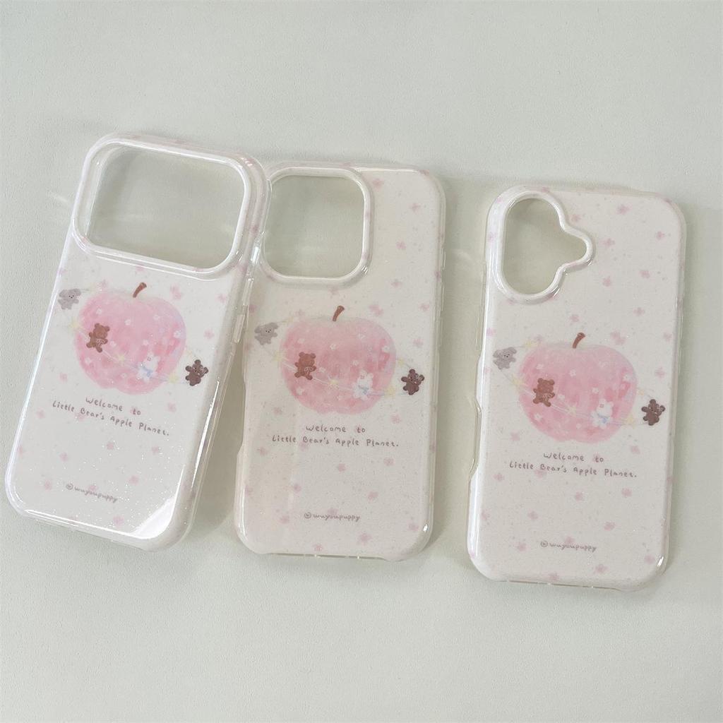 Cartoon Apple Bear iPhone 14/13 ProMax Anti-Fall Full Coverage Case