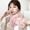 Crossed Scarf Winter Warm Furry Faux Furs Neckerchief Double Side Neck Gaiter Stylish Neck Scarf for Adult Women Student