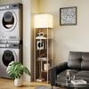 Floor Lamp with Shelves, 3000K-6500K, Remote Control, E27 Bulb, Natural