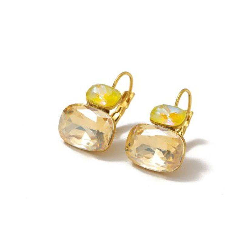 CARLIDANA Ins Fashion 18k Gold Plated Stainless Steel Anti Tarnish Colorful Crystal Summer Earrings and Ring Set Fashion Jewelry