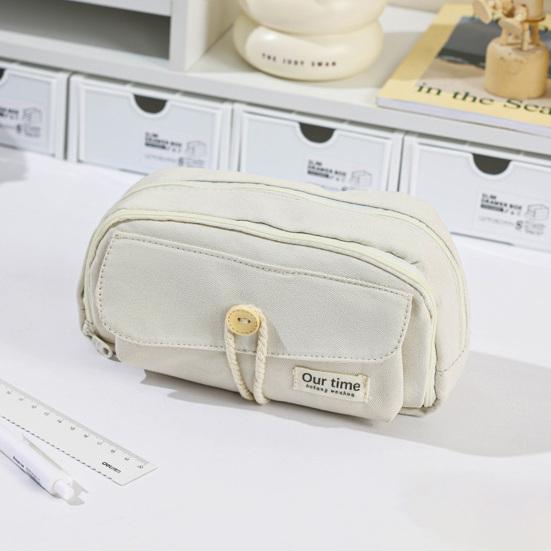 Retro Pencil Bag Multi-Compartment Canvas Pencil Case Large Capacity Pen Pouch Stationery Organizer for Students Boys Girls