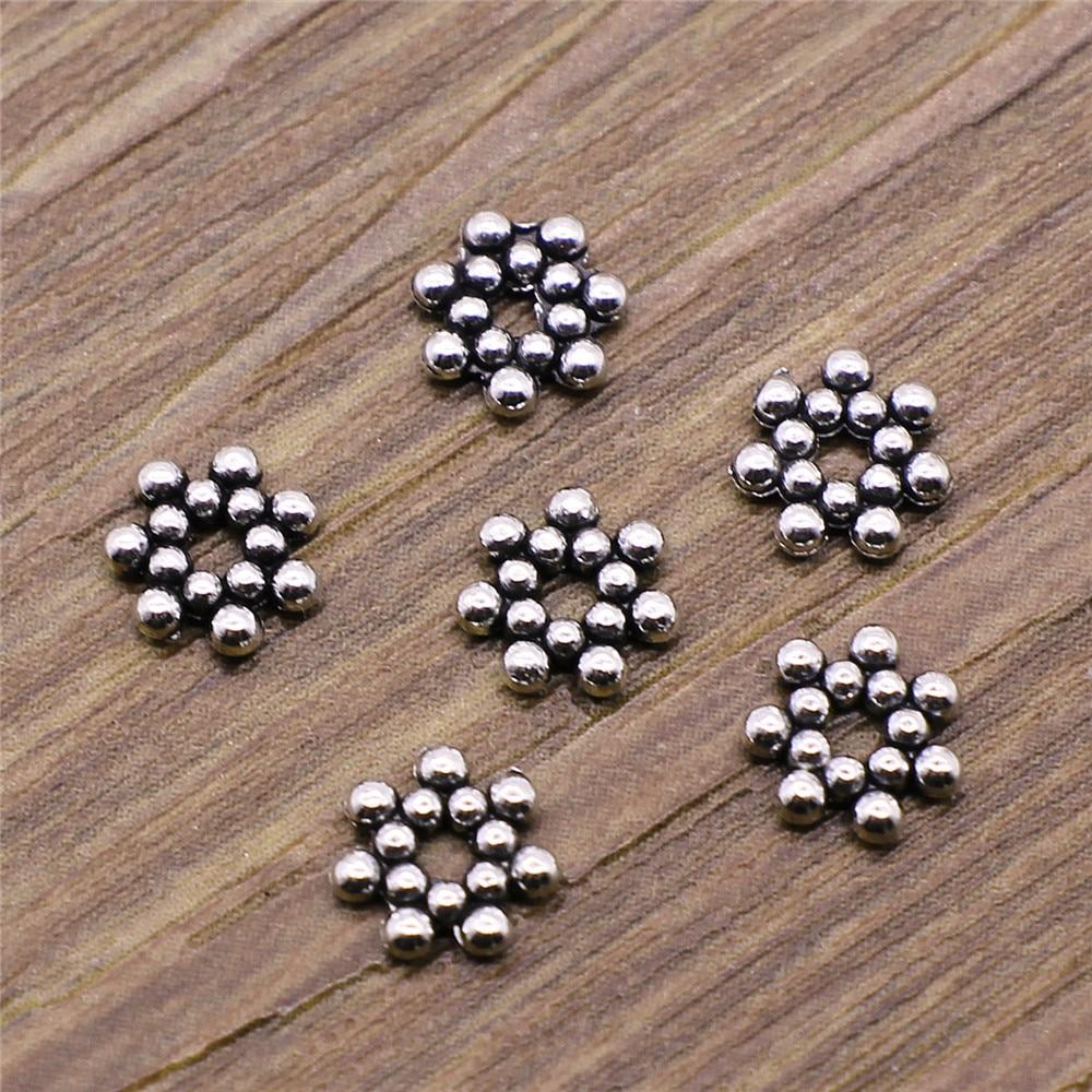 50 buc. margele distanțiere bricolaj aliaj metalic bijuterii descoperiri de culoare argint antic 7x7mm