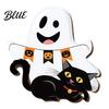 Boho Halloween Room Decoration Cute White Ghost Wooden Door Hanger Sign with Black Cat BOO Spooky Ornament Banner Waterproof Front Plaque for