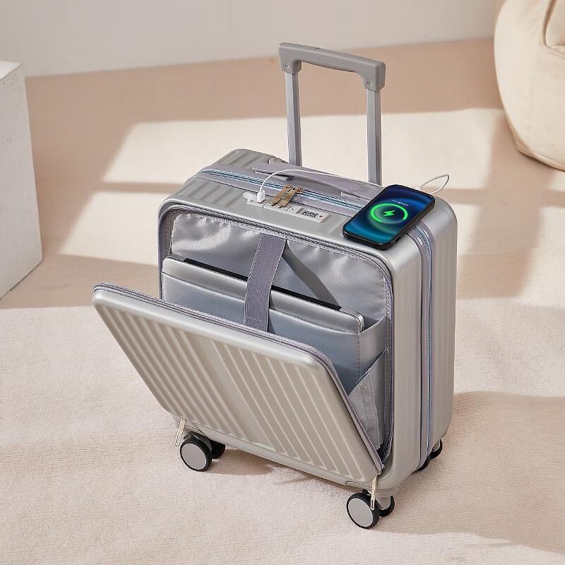 Multifunction Front Opening 18" Small Trolley Case Password Suitcase Cabin Travel Bag Usb Charging Luggage Suitcases On Wheels