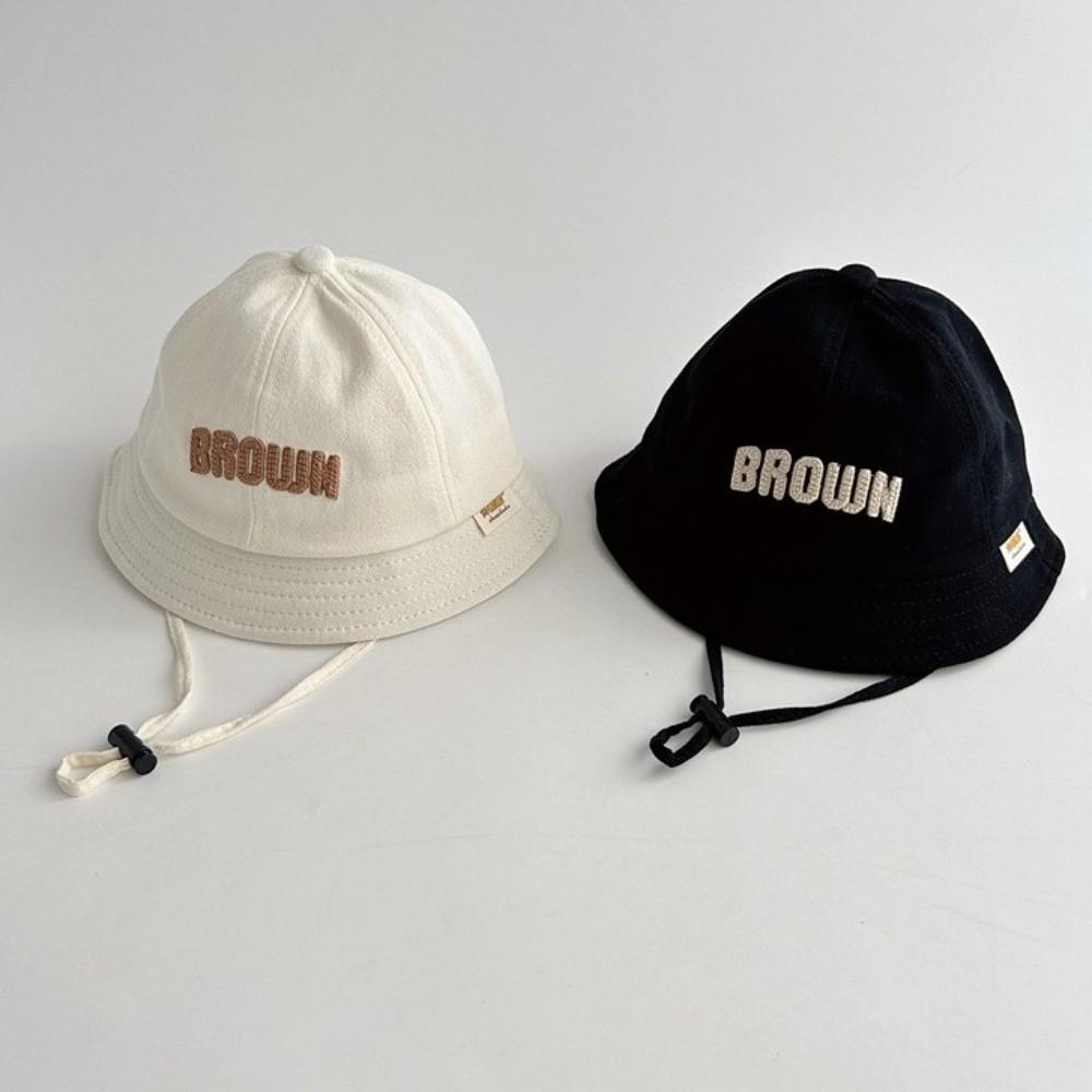 Letter Embroidery Toddler Bucket Hat Cotton Kids Bucket Cap Baby Sunscreen Hat Outdoor Use