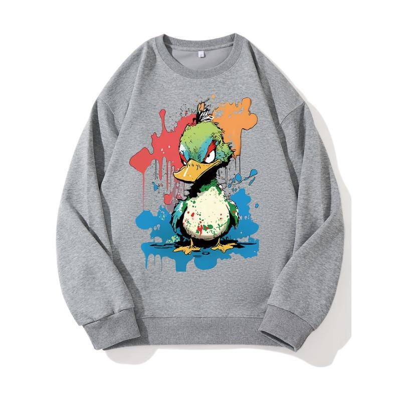 

Модный топ с принтом Angry Duck, повседневная спортивная одежда на осень и зиму, хлопковая толстовка XXL слоновая кость