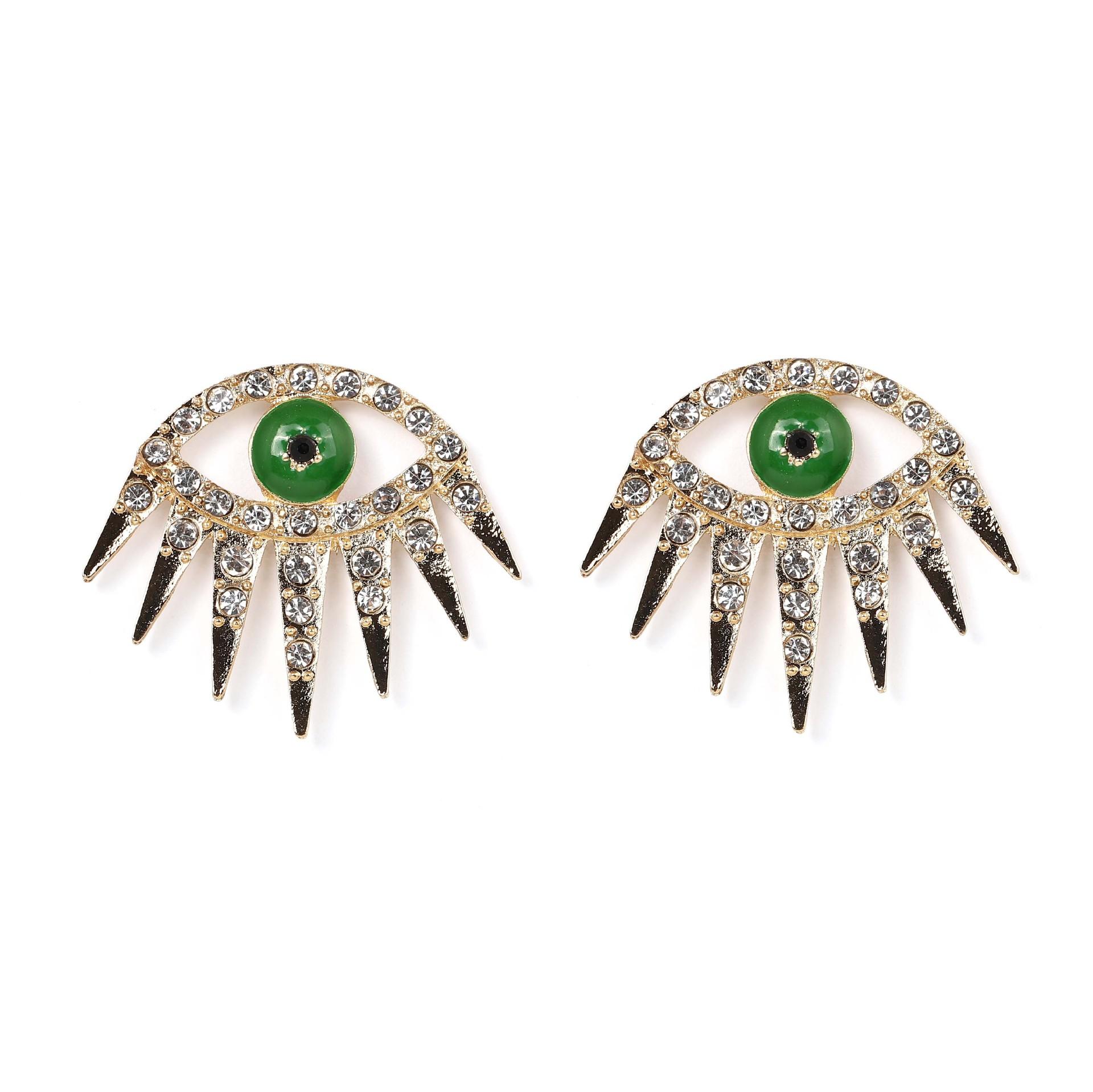 

Wansheng series eye style trendy design, individual creativity, niche alloy studded with water diamonds women s earrings