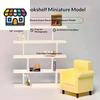 1/12 Scale Miniature White Bookshelf - DIY Dollhouse Living Room Furniture & Decorative Shelf Rack