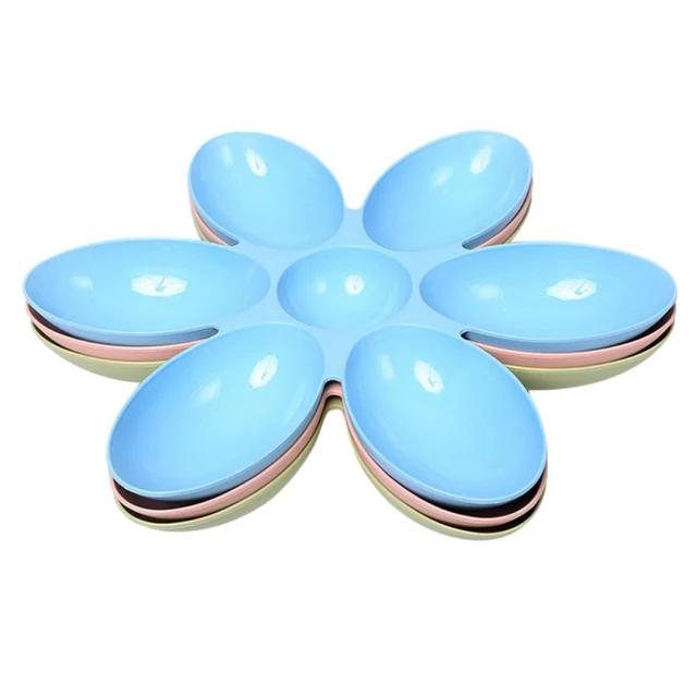 Creative Dining Utensils Petal Multi grid Bowl Plastic Suitable for Families with Multiple Pets to Prevent Pets from Snatching