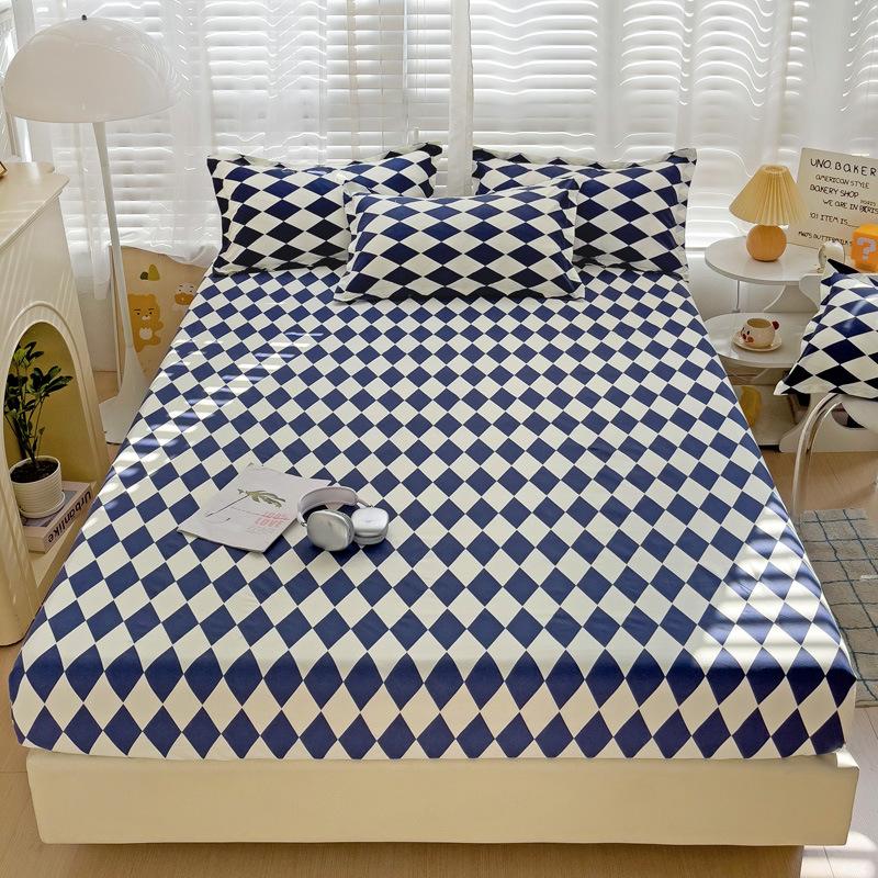 Four Seasons Skin-friendly Washed and Brushed Solid Color Pillowcase Protective Cover Double Fitted Sheet Taiwan Bed Bag