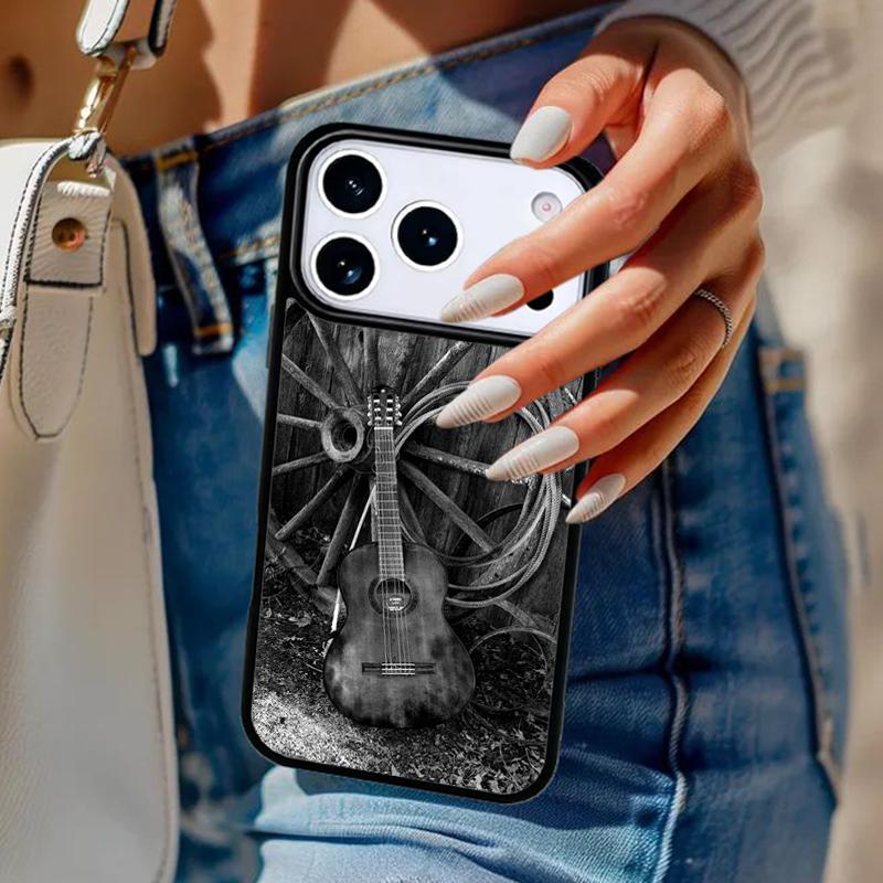 Vintage Music Guitars Phone Case For iPhone 17 Air 14 15 13 12 Max Cover For Apple 16e 11 Pro Max Plus Coque