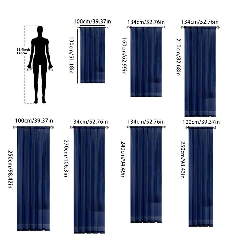 1/2Pcs Rod Pocket Voile Sheer Curtain Door Drape Shades Living Room Bedroom Kitchen Decoration