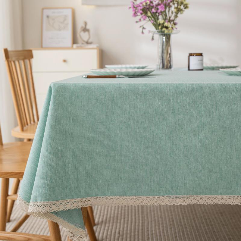 Imitation Cotton And Linen Tablecloth Waterproof And Oil-Proof Leave-In Light Luxury High-End Coffee Table Tablecloth Rectangular Solid Color
