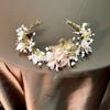 Elegant Pink Floral Crown Vintage Princess Rhinestone Tiara  Photography Props