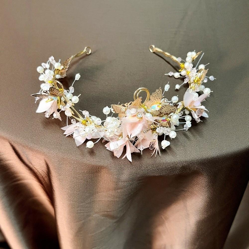 Elegant Pink Floral Crown Vintage Princess Rhinestone Tiara  Photography Props