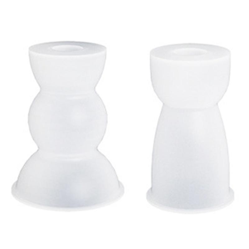 2pcs Taper Candle Holder Silicone Mold 3D Round Candlestick Castings Mould Ornament Gypsum Concrete Resin Molds Decors