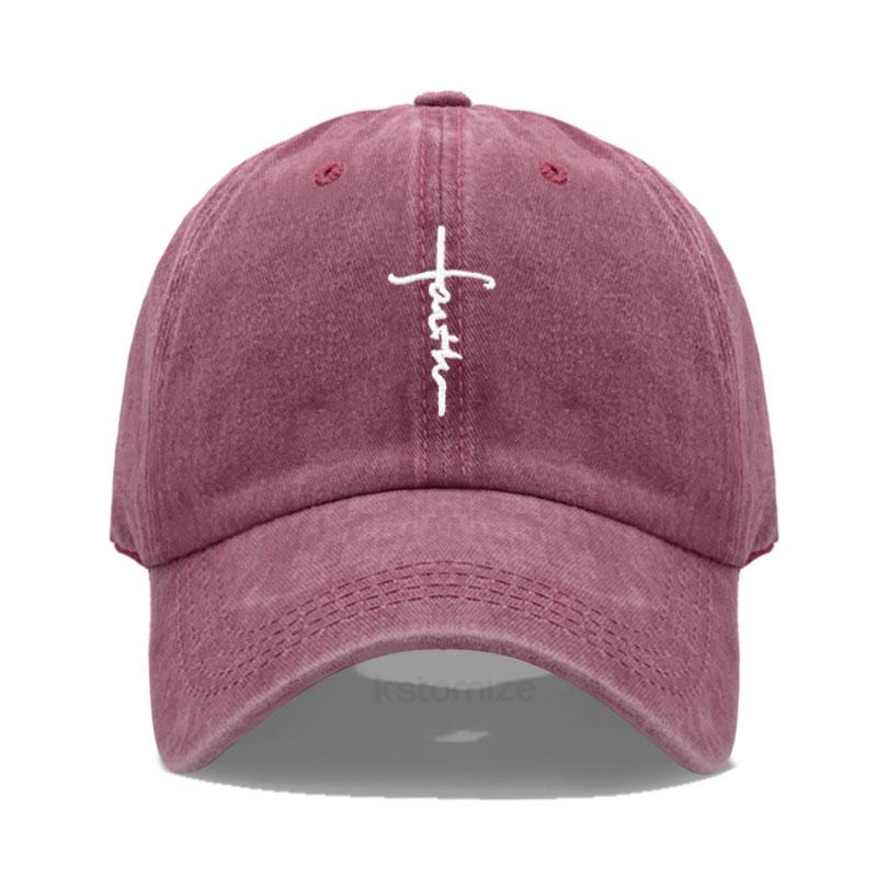 Modische Faith Stickerei Baseballkappe für Männer Frauen Gewaschene Baumwolle Dad Hat Verstellbar Unisex Lässige Sportkappen brown
