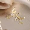 Minimalistische Hohl-Weiße Zirkon-Sternblumen-Creolen für Damen, Vintage-Goldfarbe, Ohrbügel, Hochzeits Schmuck, Valentinstagsgeschenk