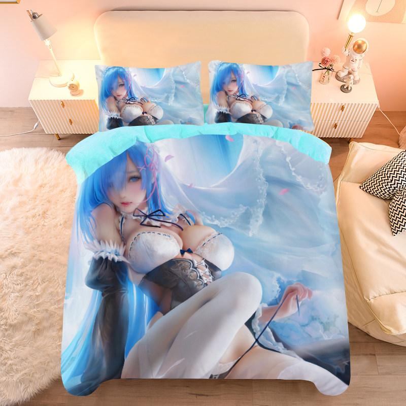 Customized Sexy Anime Pattern Duvet Cover Set Single/twin Size Bedding Set Anime Cartoon Print Quilt Cover Set 3pcs