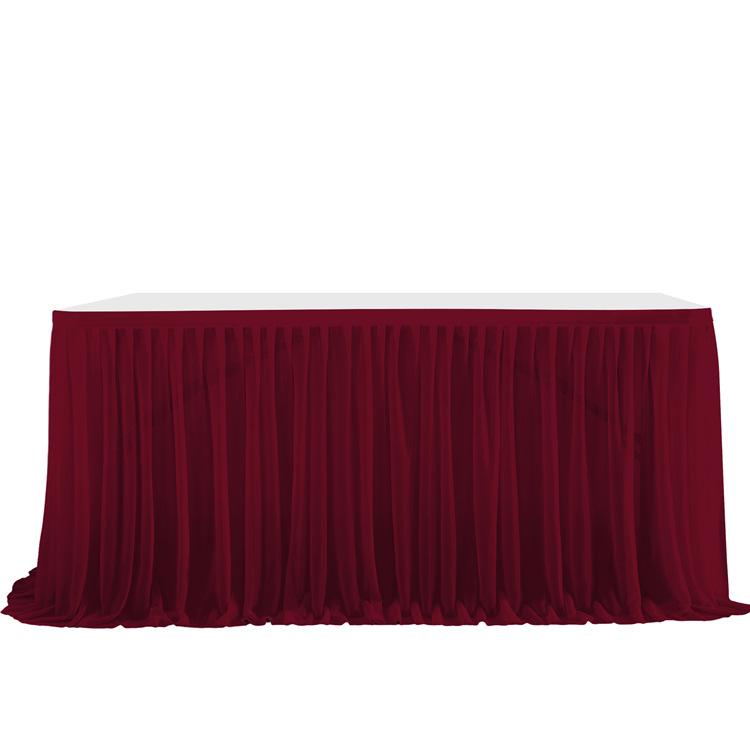 Table Skirt Pleated Table Circumference Birthday Party Wedding Decoration Ruffle Edge Elastic Thin Gauze Table Skirt Tulle