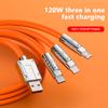 120W Three Colors Super Fast Charging Data Cable Hight Quality 3 In 1Type-C Data Line For Mobile Phone 6A Data Cable