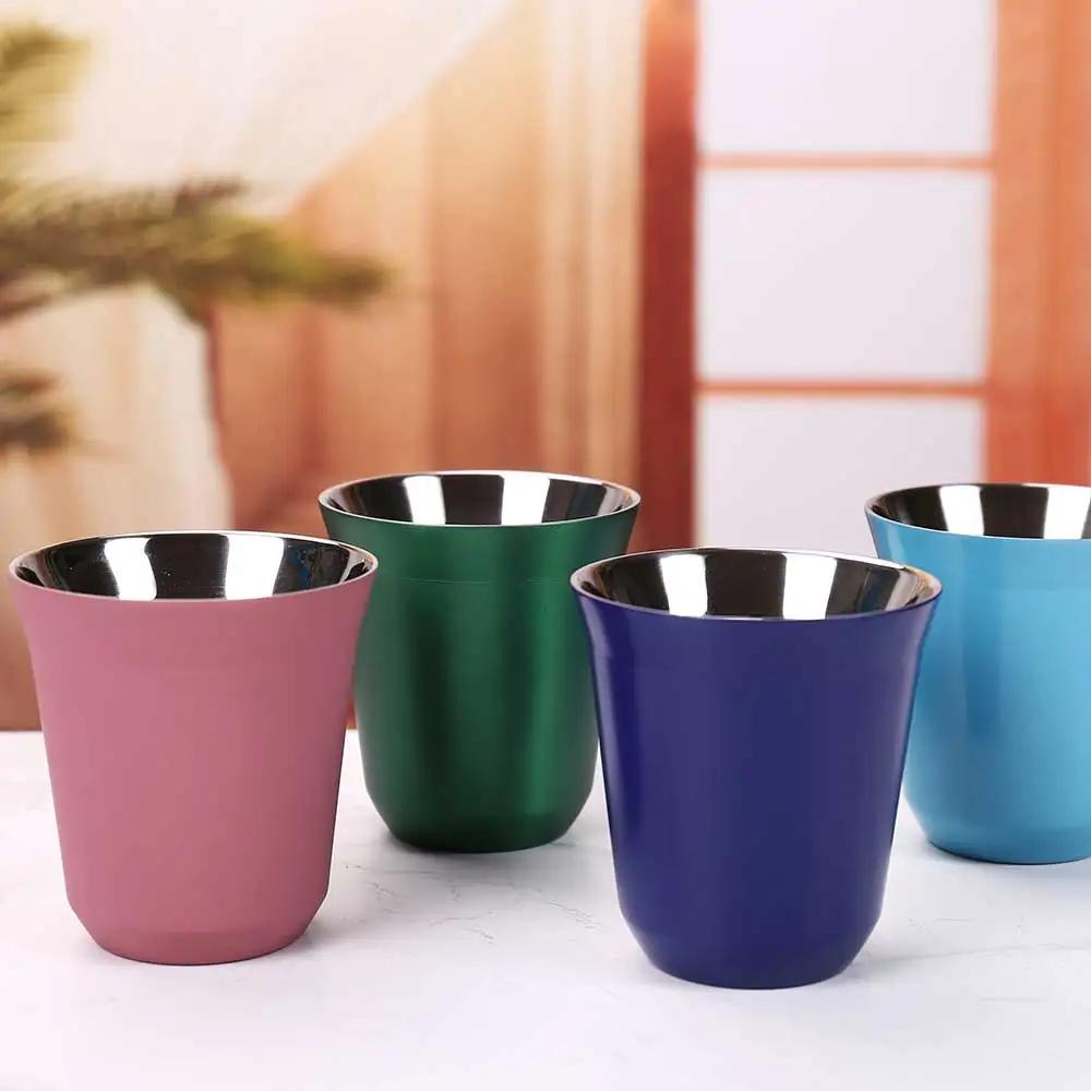 Espresso Mugs 304 Stainless Steel 80ML160ML Coffee Cups Insulated Double Wall Dishwasher Safe Small Capacity Insulation