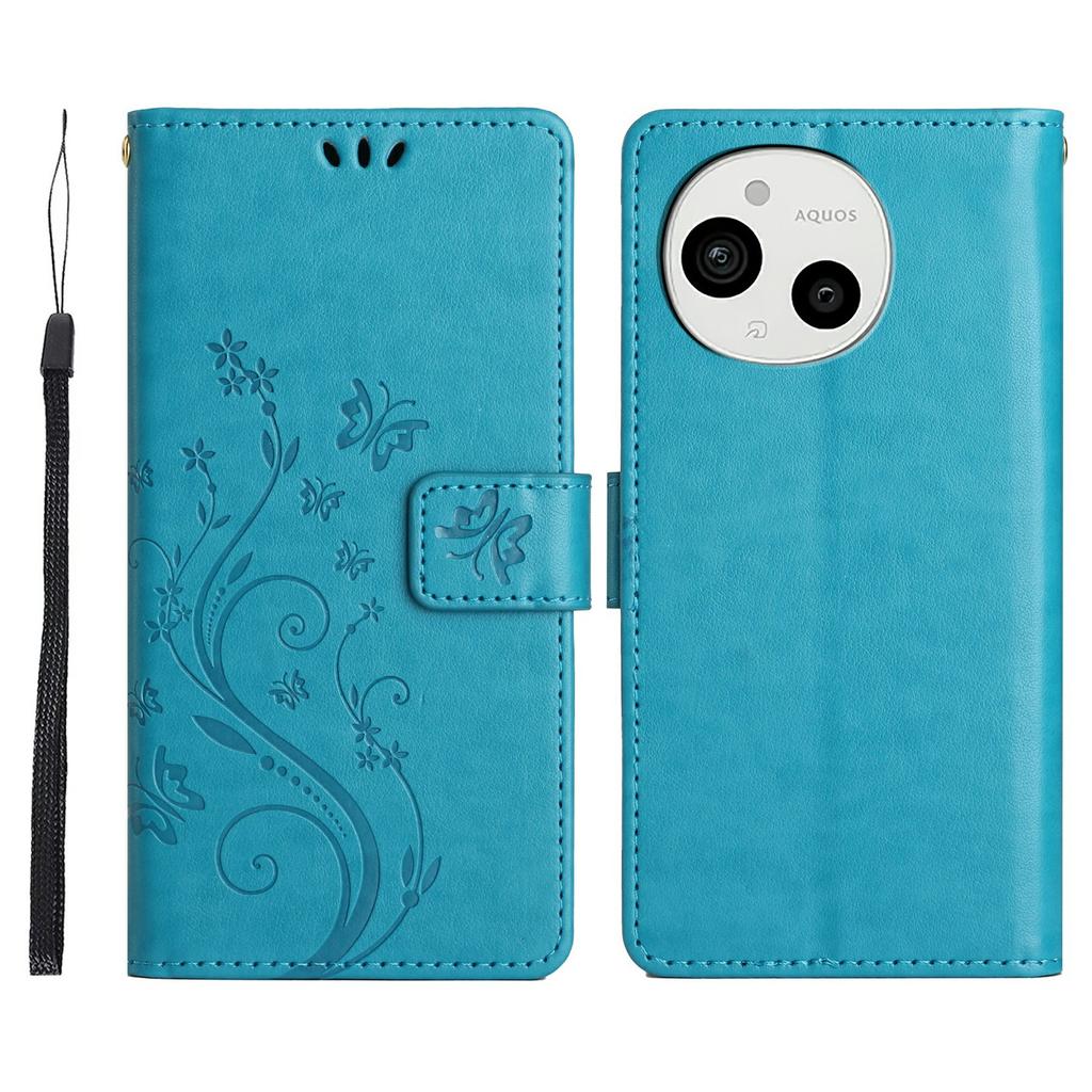 For Sharp Aquos Sense 9 Case PU Leather Phone Wallet Cover with Strap