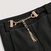 Women Suit Pants High Waist Straight Wide Leg Zipper Fly Trousers with Belt Decoration Solid Color Slacks