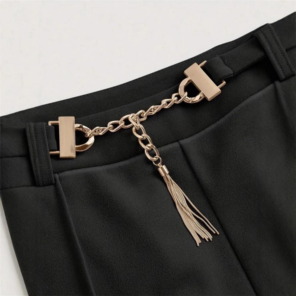 Women Suit Pants High Waist Straight Wide Leg Zipper Fly Trousers with Belt Decoration Solid Color Slacks