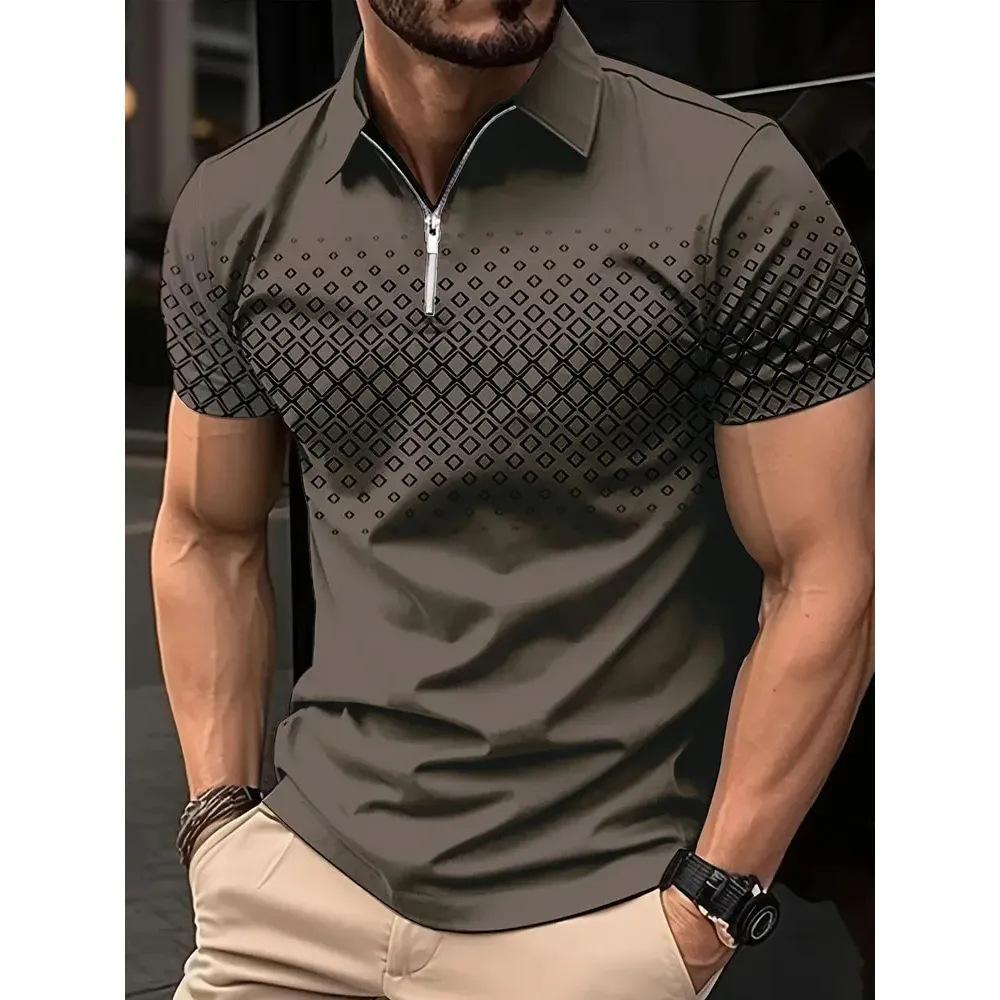 Golf Shirt Zipper Polo Shirt Casual Short Sleeved Summer Street Wear Men's Style