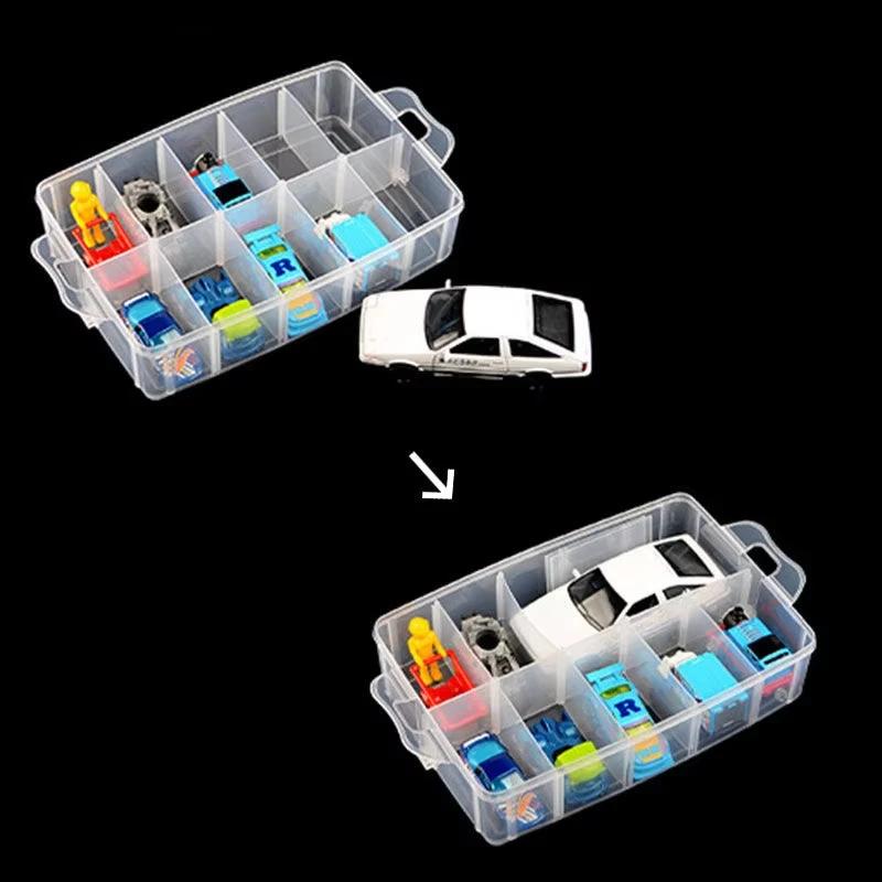 3 Tier 16-Grid Transparent Adjustable Stackable Compartment Slot Plastic Storage Box For Organizing Toys Jewelry Accessories