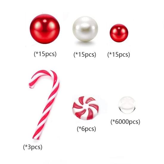 1 Set Christmas Beads Xmas Theme Decorative Anti-fading Happy Holiday Party DIY Floating Candle Faux Pearl for Gift