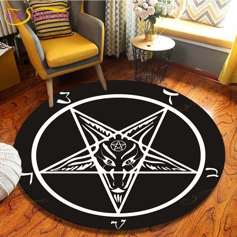 Satan Skull 3D Print Waterproof and Non-slip Circle Cute Floor Rug Round Area Rugs Living Room Children Chair Tent Carpets