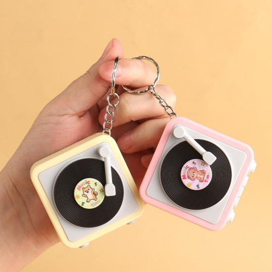 Mini Charm Pendant with Retro Gramophone Gramophone Keychain Recording Music Playback Function
