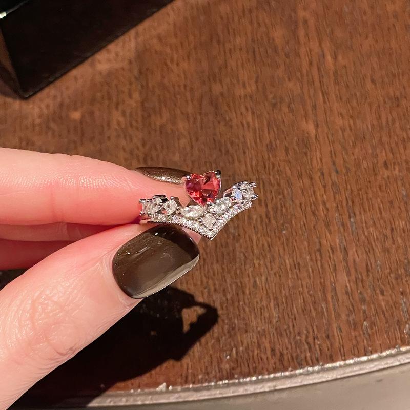 Explosiver Zirkon Rot Zir*****Stift Ring Ring Liebe Nische Leichter Luxus High-End Gefühl Exquisite Elegante Accessoires Damen