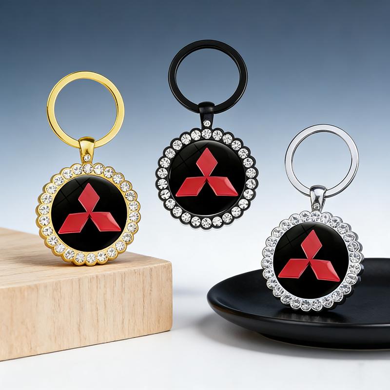 Alloy Car Logo Key Rings Chain Holder Gift for Mitsubishi Ralliart Lancer ASX L200 Colt Pajero Outlander Eclipse Galant Montero
